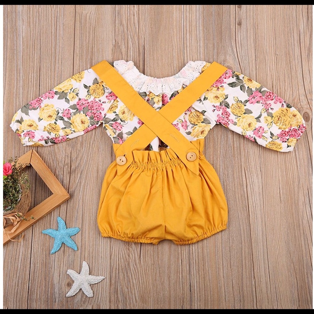 Floral long sleeve Romper & short overalls